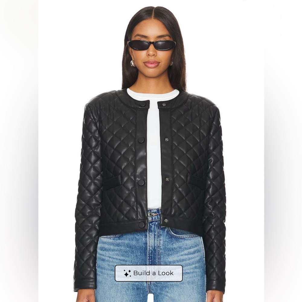 Steve Madden Martine Black Quilted Faux Leather Jacket